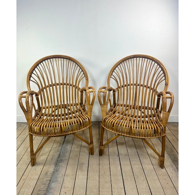 Vintage Rattan and Bamboo Armchairs, 1960s, Set of 2 For Sale - Image 14 of 14