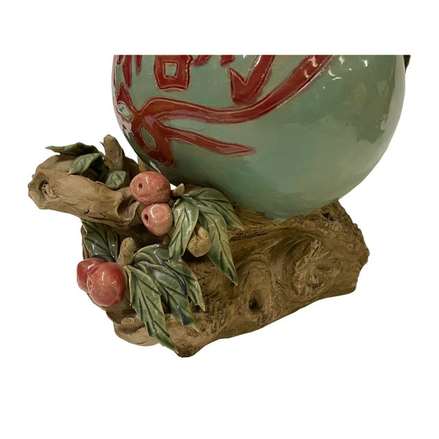 Handmade Light Green Ceramic Artistic Gourd Figure Display Art For Sale - Image 9 of 11