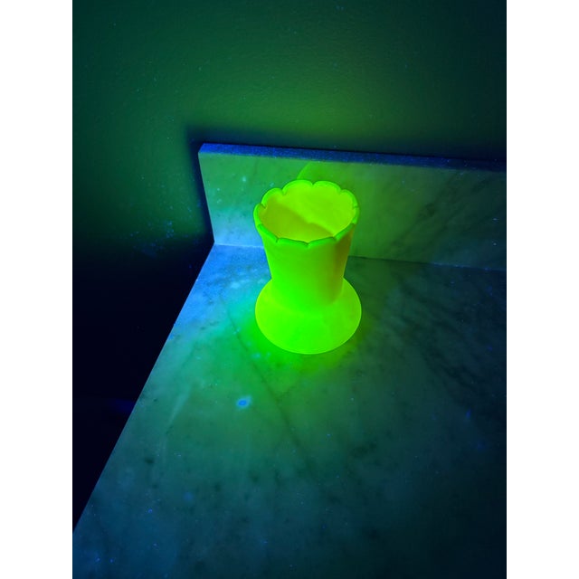 Antique Victorian Burmese Uranium Glass Vase 4.5" Thomas Webb/ Mount Washington Ruffled Glow For Sale - Image 10 of 10