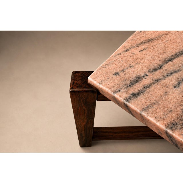 Pair of Brazilian Modern Side Tables in Rosewood and Pink Granite, Brazil, 1960s For Sale - Image 16 of 18