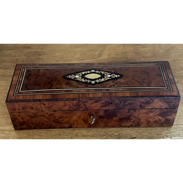 Brass French Napoleon III Period Burl & Brass Box, 1880's For Sale - Image 8 of 12