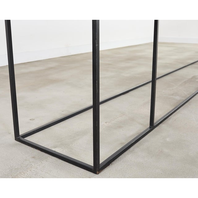 Beige Monumental Reclaimed Wood Plank Top Iron Console 13.5 Ft For Sale - Image 8 of 18