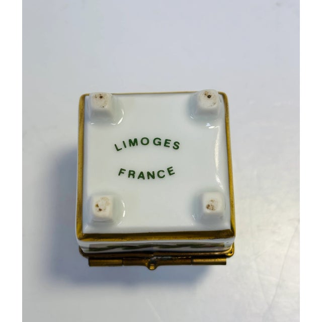 Ceramic Vintage Limoges Porcelain Footed Trinket Chest With Gold and Flowers Decoration For Sale - Image 7 of 7