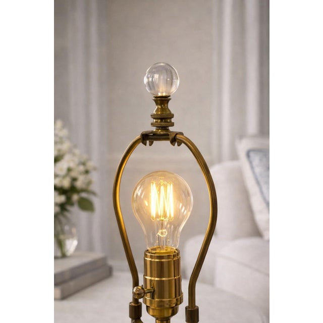 1980s Tall Neoclassical Fluted Crystal Table Lamp With Brass Base – Estate of Linda W., Springville Ca For Sale - Image 12 of 12