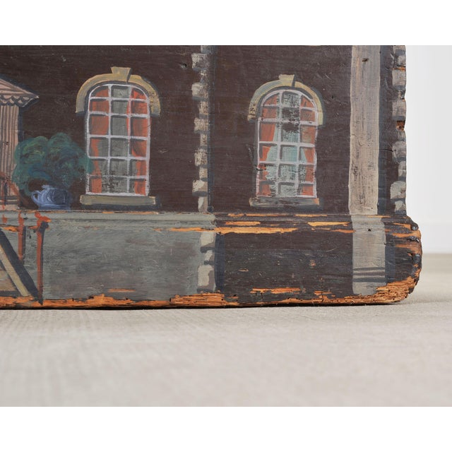 19th C. English Painted Pine Chest With Georgian Manor Façade For Sale - Image 13 of 18