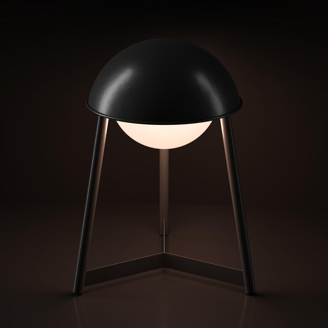 HELMET Rechargeable Cordless LED Table Lamp, 3-Levels Brightness Touch Sensor Control, Black For Sale - Image 9 of 14