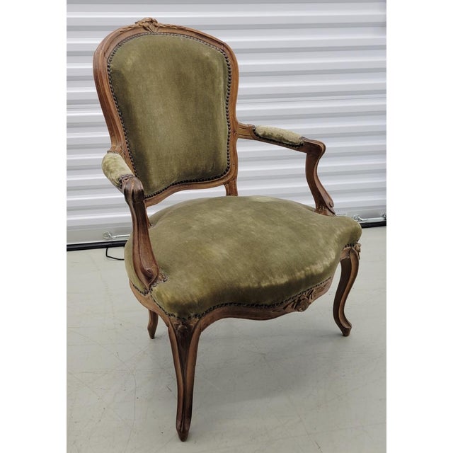 Brown 19th-C. French Louis XV Provincial Carved Walnut Open Armchair — Pegged Construction For Sale - Image 8 of 12