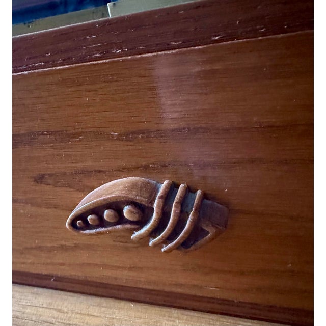 1950s Breakfront, Mid-Century Modern Unusual, Oak China Cabinet, Top Only. For Sale - Image 4 of 7