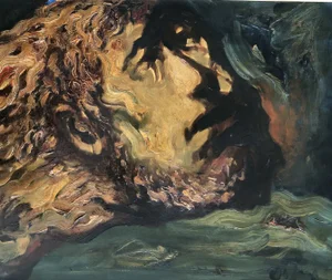 Sylvain Vigny, Visage, Oil on Canvas, Framed
