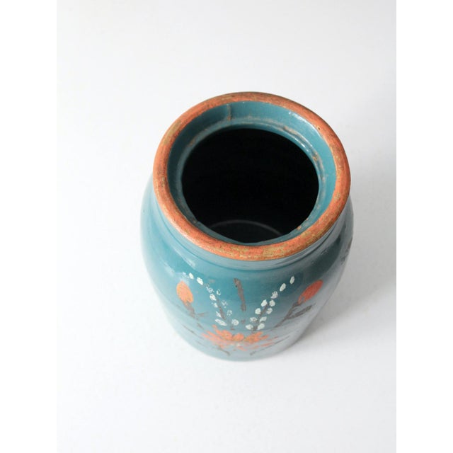 Vintage Hand-Painted Stoneware Cookie Jar Vase For Sale - Image 9 of 11