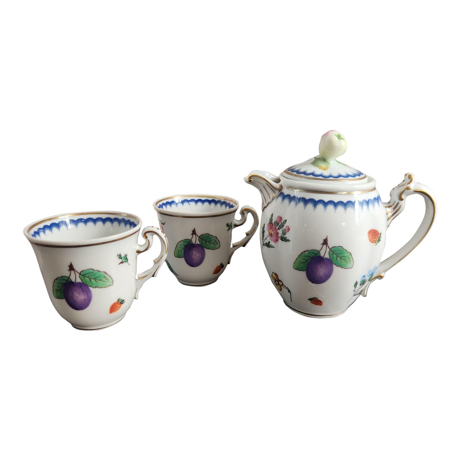 Vintage Richard Ginori, Fruit Pattern, Demitasse Set, Espresso Set