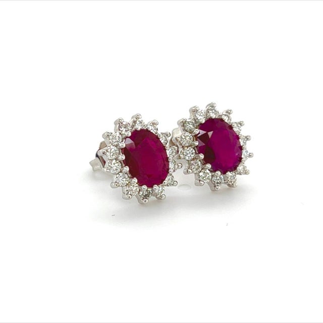 Natural Ruby Diamond Earrings 14k Gold 4.04 TCW Certified For Sale In New York - Image 6 of 11