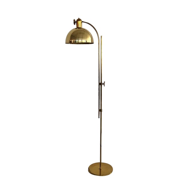 Mid-Century Adjustable Solid Brass Floor Lamp by Florian Schulz, 1970s For Sale