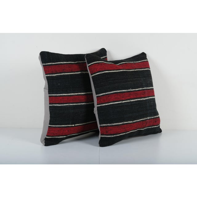 Striped Turkish Kilim Pillow Cover - A Pair Elevate your home decor with these exquisite 20"" x 20" pillow covers crafted...
