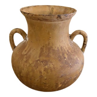 Vintage Greco-Roman Style Amphora Vase With Weathered Terracotta Finish For Sale