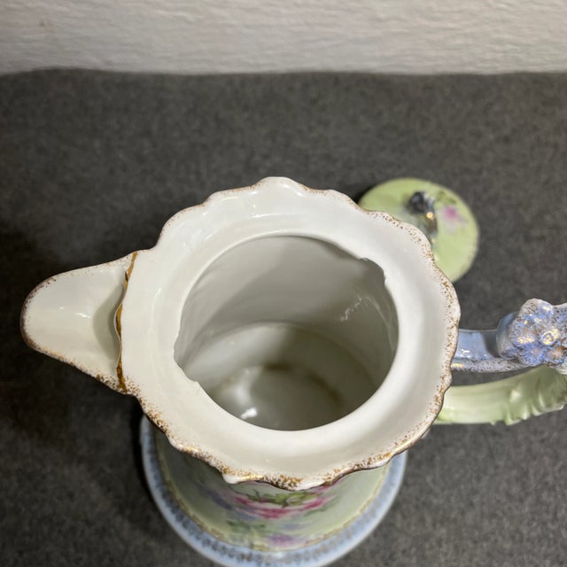 Light Green Late 19th Century Antique Carl Tielsch Porcelain Chocolate/Coffee Pot For Sale - Image 8 of 10