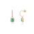 1.85ct Emerald and Diamond C-Hoop Drop Earrings in 14k Yellow Gold- 2 Pieces For Sale