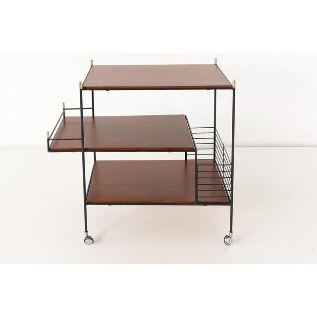 Metal Bar Cart in Walnut, 1960s For Sale - Image 7 of 13