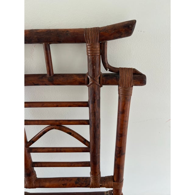 Vintage Burnt Bamboo Pagoda Tortoise Side Chair For Sale In Miami - Image 6 of 8