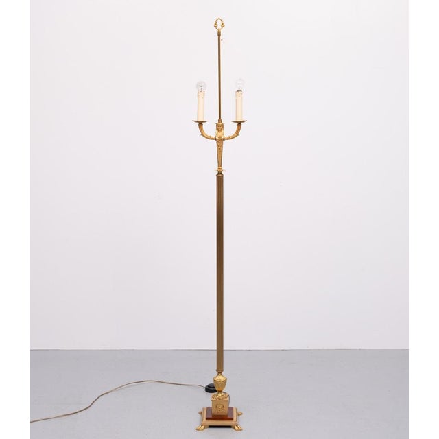 French Empire Floor Lamp in Gilded Bronze, 1950s For Sale - Image 4 of 13