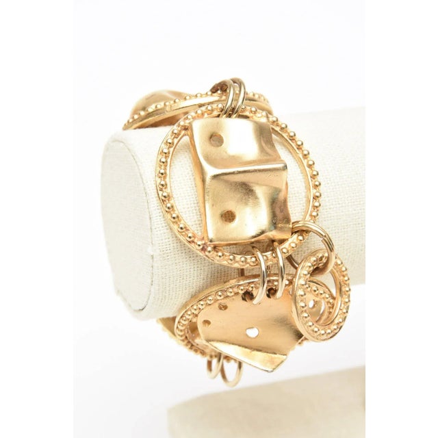 Metal Japanese Signed by Yo Hai Gold Plated Mask Charm Bracelet, 1990's For Sale - Image 7 of 8