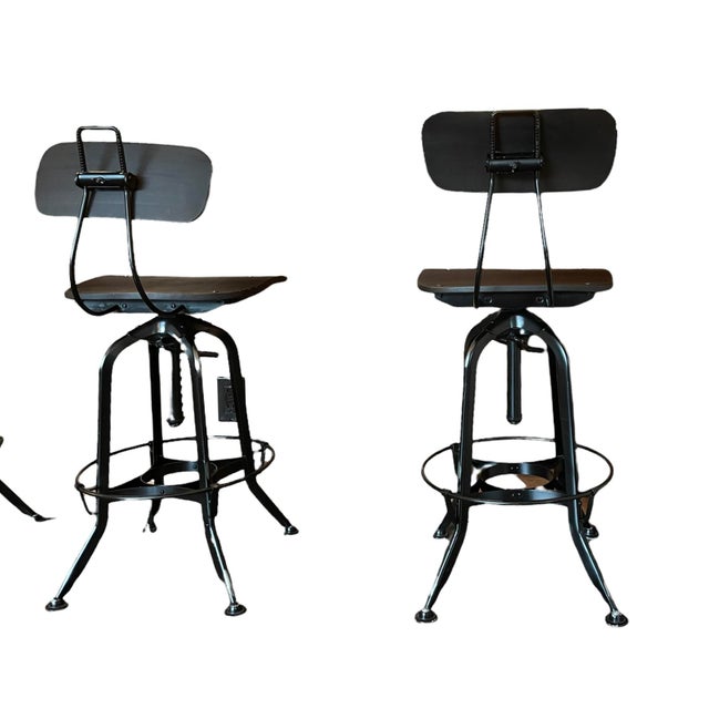 Restoration Hardware Toledo Black Swivel Bar Stools Set of 3 Chairish