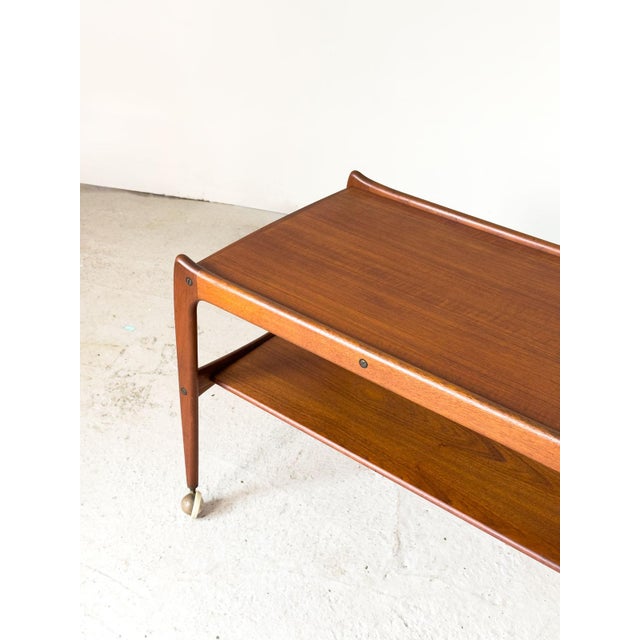 Johannes Andersen Modern Danish Teak Drinks Trolley attributed to Johannes Andersen, 1960s For Sale - Image 4 of 11