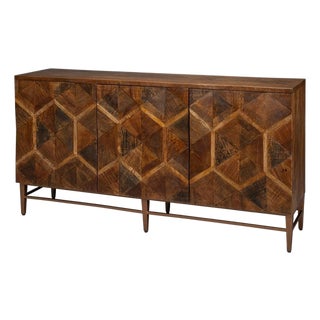 Geometric Parquetry Sideboard in Honey Brown For Sale
