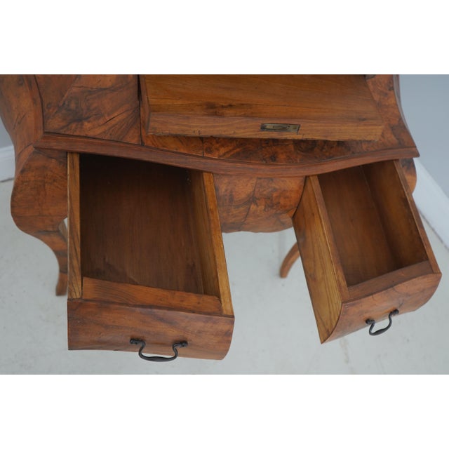 Wood Italian Rococo Style Burl Olivewood Secretary Desk For Sale - Image 7 of 18
