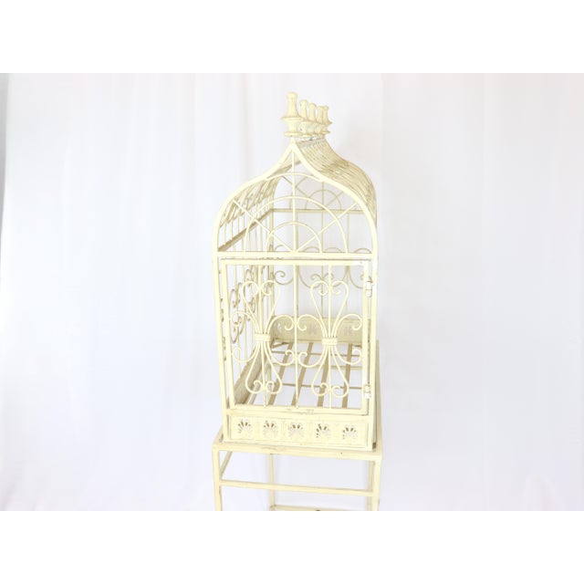 Metal Vintage Decorative Terrarium / Bird Cage on Stand For Sale - Image 7 of 11