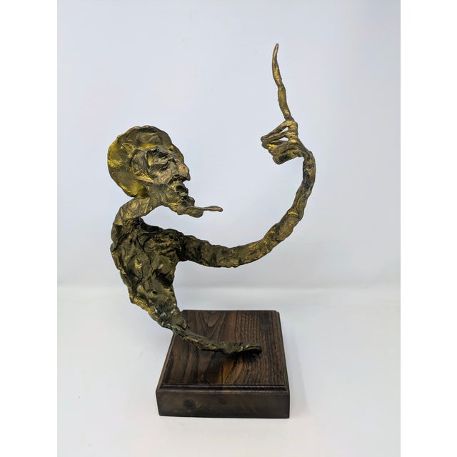 1970s Vintage Gilt Bronze Brutalist Sculpture: Don Quixote For Sale - Image 5 of 6