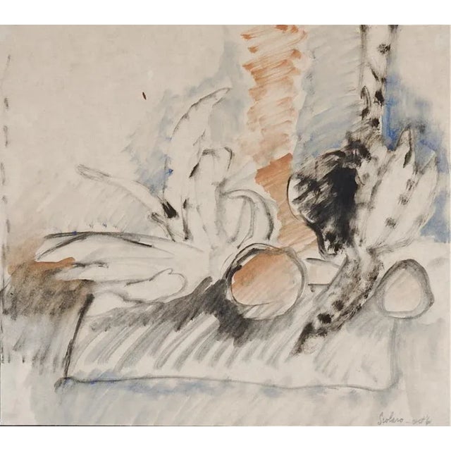 Mid-Century Modern Vintage 1961 Abstract Still Life Ink and Watercolor Drawing For Sale - Image 3 of 3