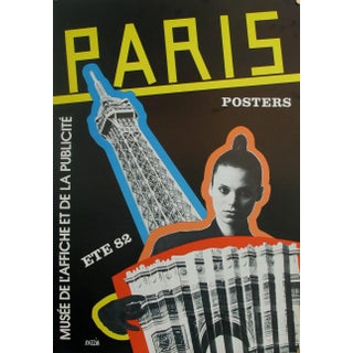 1982 Exhibition Poster by Razzia, French Vintage Travel Print, Eiffel Tower For Sale