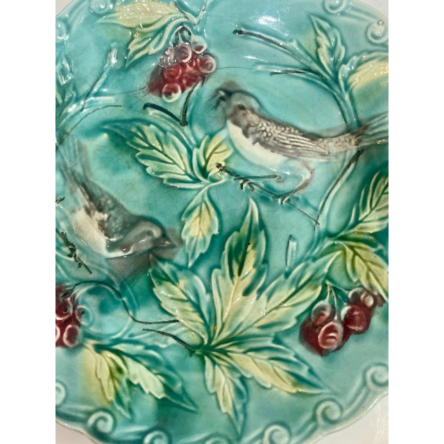 Late 19th Century French Majolica Bird Plate Late 19Th. Century. By Onnaing For Sale - Image 5 of 8