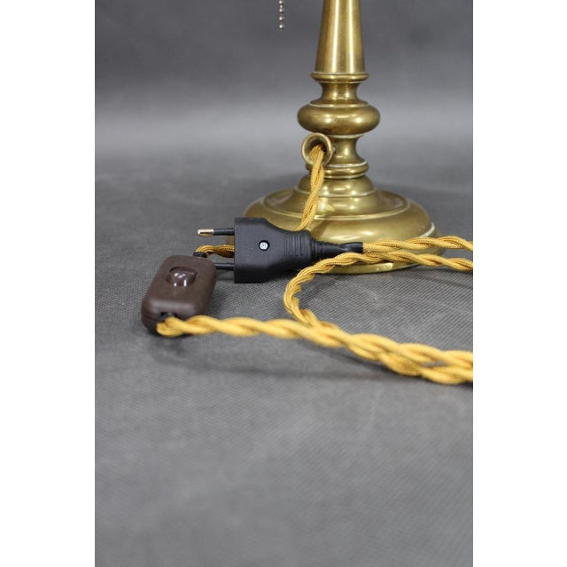 Restored Brass Table Lamp with Glass Shade, 1940s For Sale - Image 9 of 16