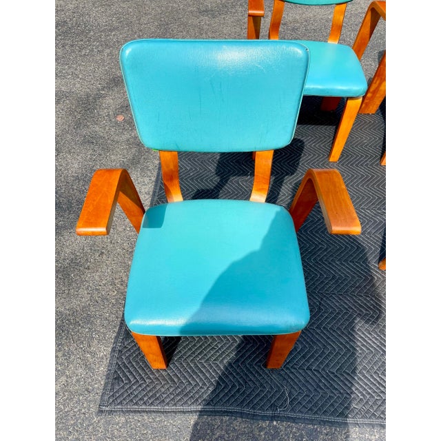 1950s Thonet Mid Century Modern Bent Plywood Arm Chairs - Set of 4 For Sale - Image 6 of 12