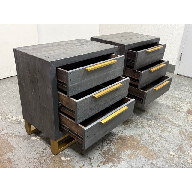 Industrial Zin Home Elle Reclaimed Wood Nightstands, Pair For Sale - Image 3 of 12