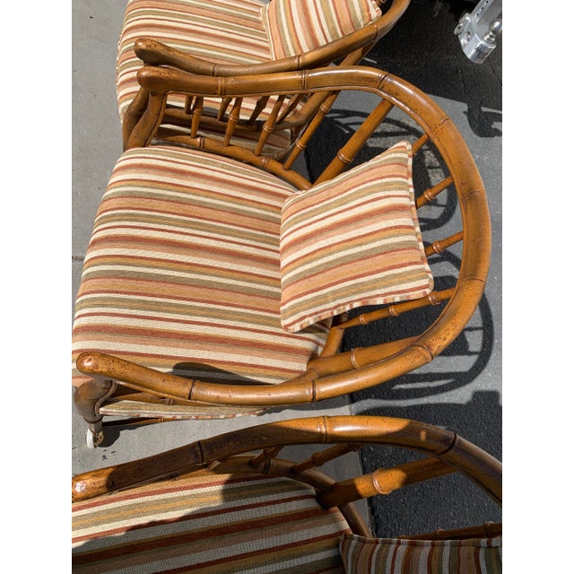 1960s 1960's Century Chair Co. Faux Bamboo Barrel Tub Chairs Set of 4 For Sale - Image 5 of 12