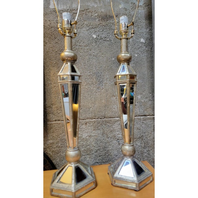 Mirrored Hollywood Regency Table Lamps by John Richard Lighting For Sale - Image 9 of 10