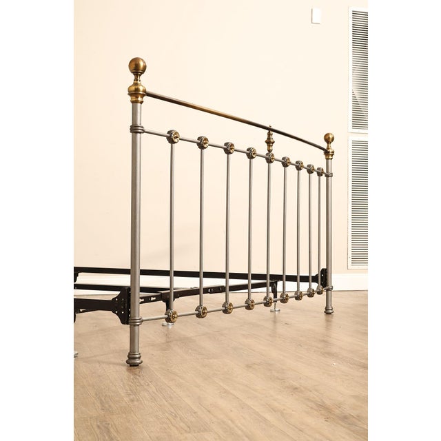 Silver Contemporary Iron And Brass King Size Metal Bed Frame For Sale - Image 8 of 18