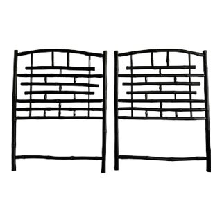 1970s Chunky Black Bamboo Twin Headboards, a Pair For Sale