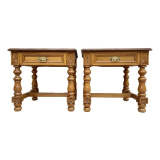 Vintage Spanish Nightstands with Drawer and Bronze Hardware, Set of 2 For Sale