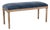 Lille Velvet Bench in Navy Blue Velvet with Natural Oak Frame For Sale