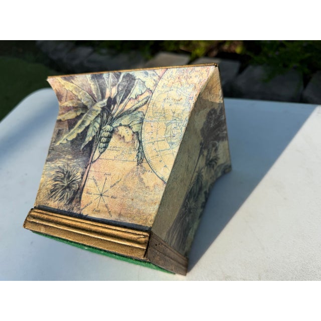 Vintage British Colonial Botanical Decoupage Square Cachepot With Antiqued Gold Trim For Sale - Image 10 of 10