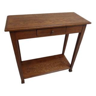 Antique Oak Side Table with Drawer, 1890s For Sale