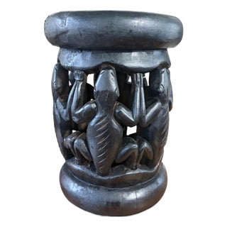Vintage Tribal Nobility Bamileke Crocodile Stool/Table Cameroon 16" H For Sale