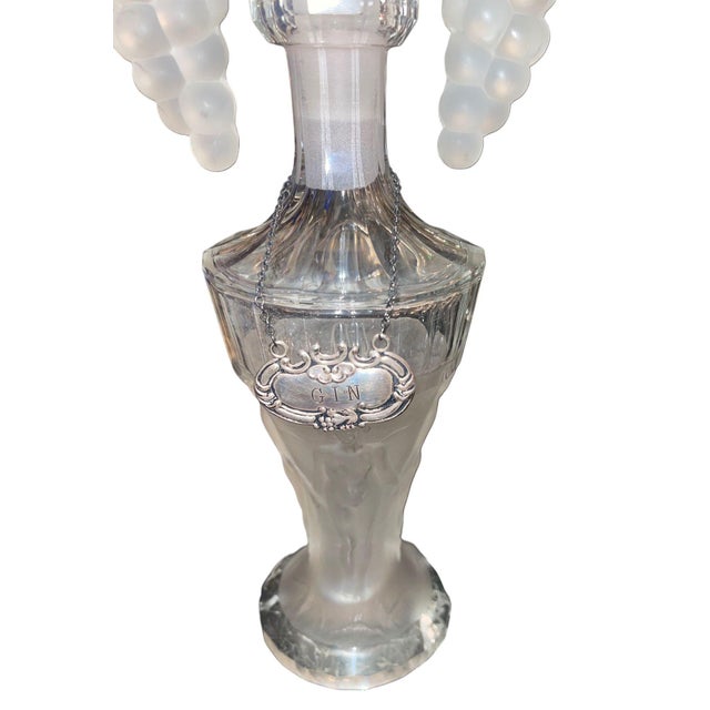 1920s Pair of Hoffmann Art Deco Crystal Nude Figural and Grape Decanters, 1920's. For Sale - Image 5 of 11