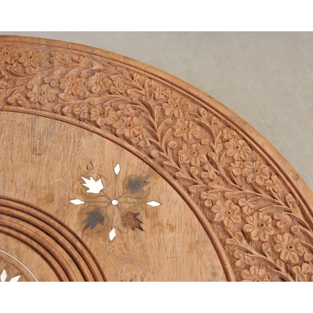 Moorish Style Carved Teak Inlaid Round Tabouret Drink Table For Sale - Image 16 of 18