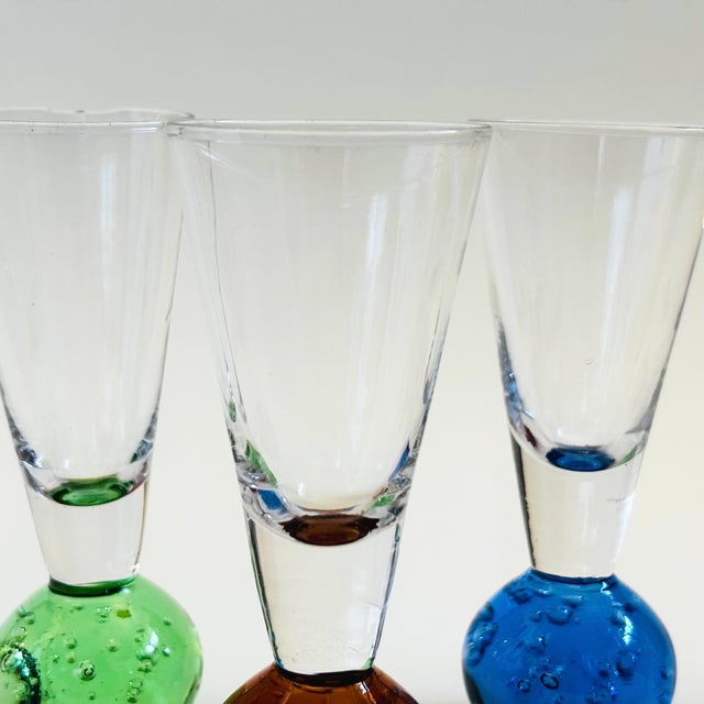 Colorful Postmodern Art Glass Cordials - Set of 6 For Sale - Image 9 of 11