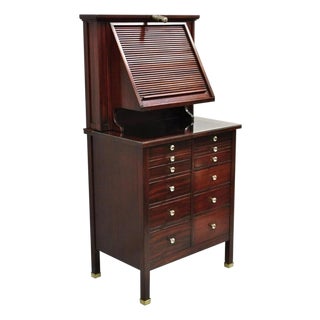 Antique General Optical Mahogany Ophthalmic Cabinet Roll Top Medical Work Desk For Sale